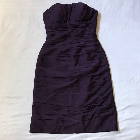 Bill Levkoff Plum Purple Ruched Instant Slimming Strapless Cocktail Dress Size 4 - Picture 12 of 16